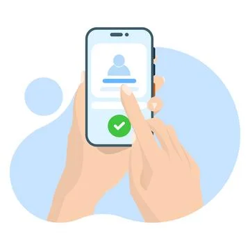 Concept of mobile app account successfully registered 스톡 일러스트