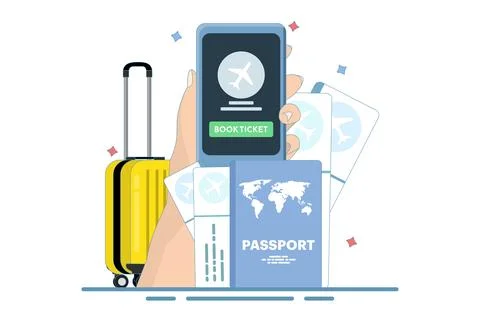 Concept Mobile application for buying tickets with a smartphone Illustrazione stock