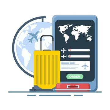 Concept Mobile application for buying tickets with a smartphone Stock Illustration