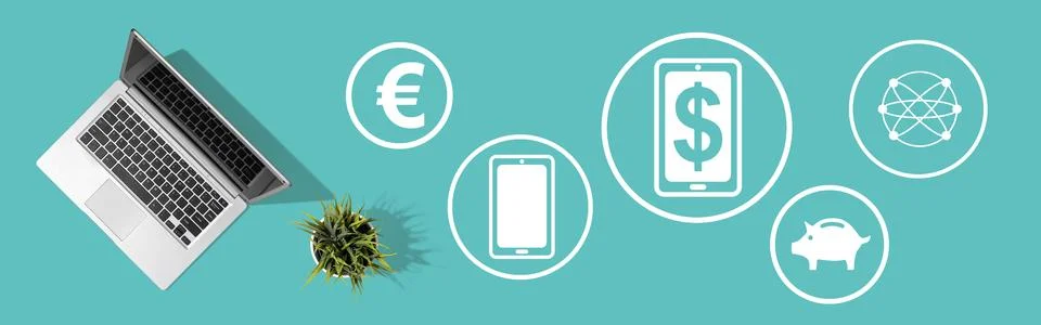 Concept of mobile banking Stock Photos