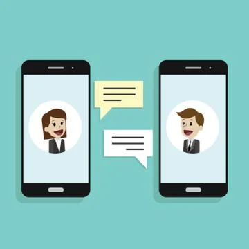 Concept of a mobile chat or conversation of people via mobile phones. Business Stock Illustration