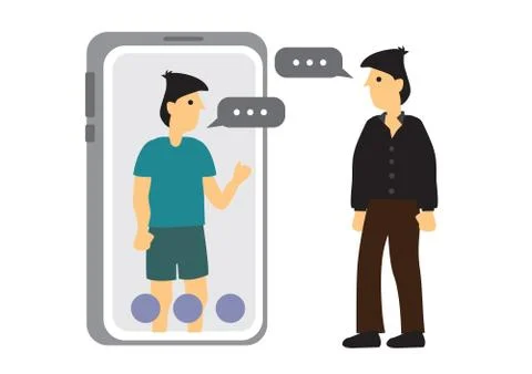 Concept of a mobile chat or conversation of people via mobile phones. Illustr Stock Illustration