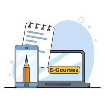 Concept of mobile learning, e-learning and online course application. Illustrazione stock