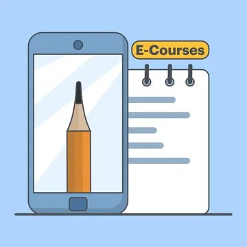 Concept of mobile learning, e-learning and online course application. Stock Illustration