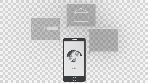 Concept mobile phone with an interface. Animation and communication Stock Footage 150297289