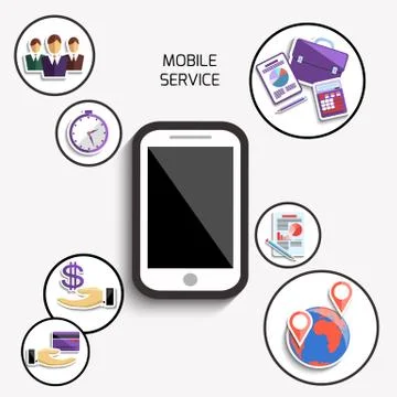 Concept of mobile services for business Stock Illustration