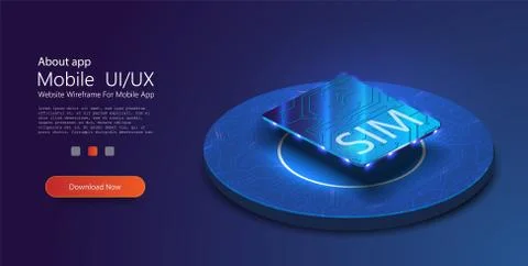 Concept for mobile sim card technology and network. eSIM card chip sign Stock Illustration