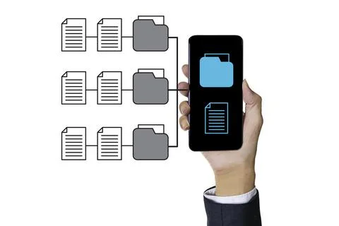 The concept of mobile storage and cloud data retrieval is used for business.. Stock Photos
