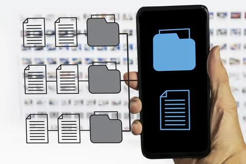 The concept of mobile storage and cloud data retrieval is used for business.. Stockfoto's