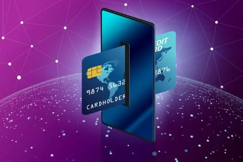 Concept of mobile wallet transfers - 3d rendering Stock Illustration