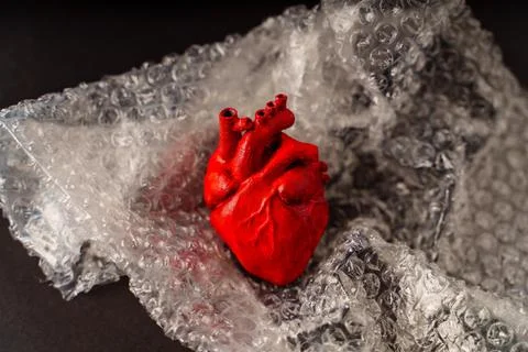 Concept model of a human heart in a bubble wrap Stock Photos
