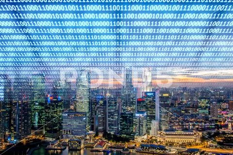 Concept of modern digital city and innovation Stock Photos