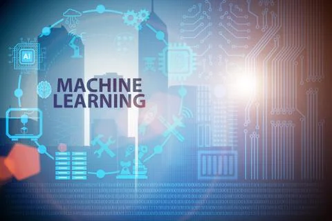 Concept of modern IT technology with machine learning Stock Illustration