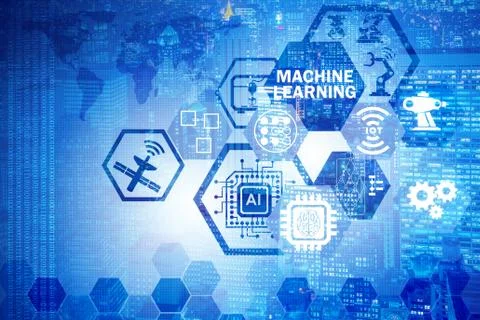 Concept of modern IT technology with machine learning 스톡 일러스트
