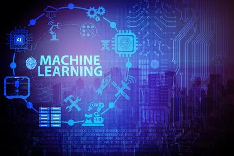 Concept of modern IT technology with machine learning 스톡 일러스트