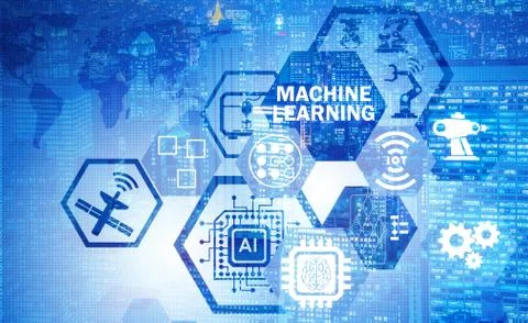 Concept of modern IT technology with machine learning 스톡 일러스트