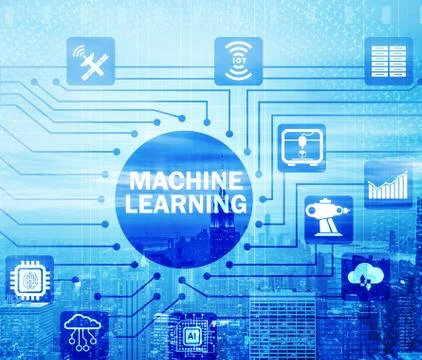 Concept of modern IT technology with machine learning Illustrazione stock