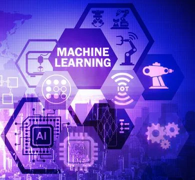Concept of modern IT technology with machine learning 스톡 일러스트