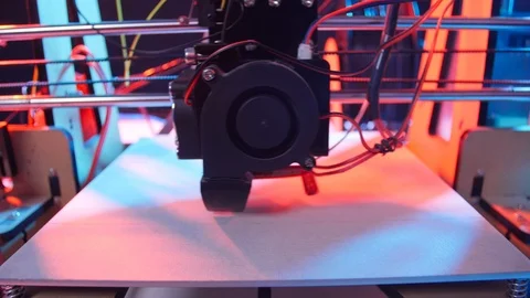 Concept of modern production technologies. 3D printer printing figure close-up Video stock 114796819