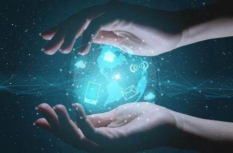 The concept of modern technologies and the development of the Internet, the f Stock Photos