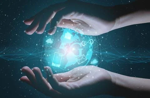 The concept of modern technologies and the development of the Internet, the f Stock Photos