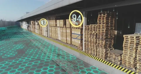 The concept of a modern warehouse in a factory. Visualization of modern Видео 196823195