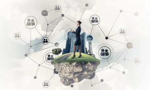 Concept of modern wireless technologies as effective tool for bu Stock Photos