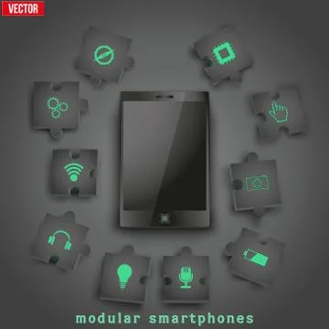 Concept of Modular smartphone. Stock Illustration