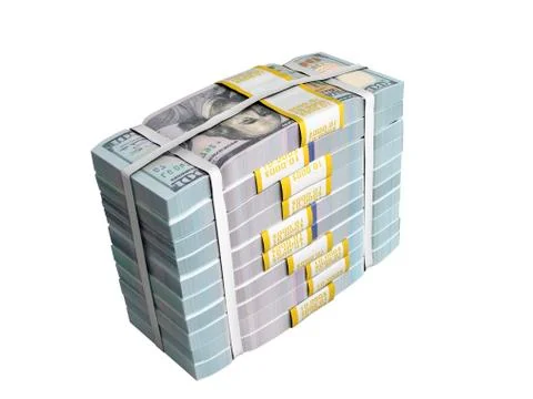 Concept of money Deposite Big Stack of dollar bills Cash With Bow 3d render o Stock Illustration