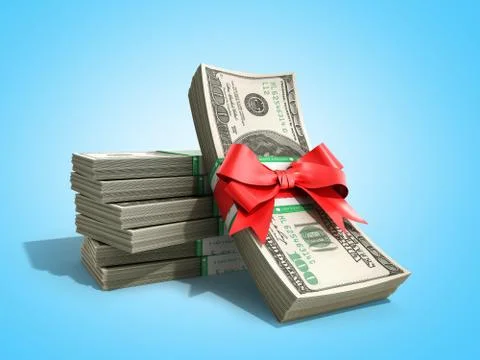 Concept of money Deposite Bonus Stack of dollar bills Cash With Red Bow 3d re イラスト素材