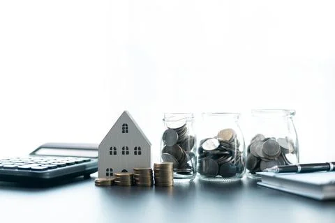 Concept of mortgage involves securing loan to finance purchase of property,.. Stock Photos