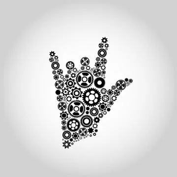 The concept of motion. human hand starts the mechanism Illustrazione stock