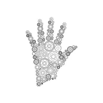 The concept of motion. human hand starts the mechanism Stock Illustration