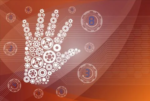 The concept of motion. human hand starts the mechanism Stock Illustration
