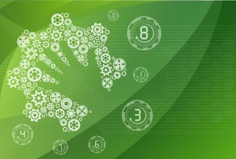 The concept of motion. human hand starts the mechanism Stock Illustration