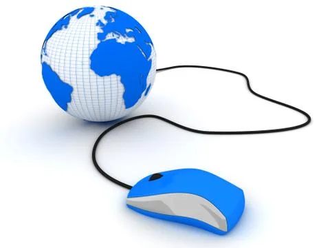 Concept of mouse connected with the world Stock Illustration