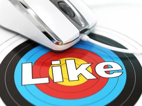 Like concept. Mouse on the target with text. Like concept. Mouse on the ta... Foto stock