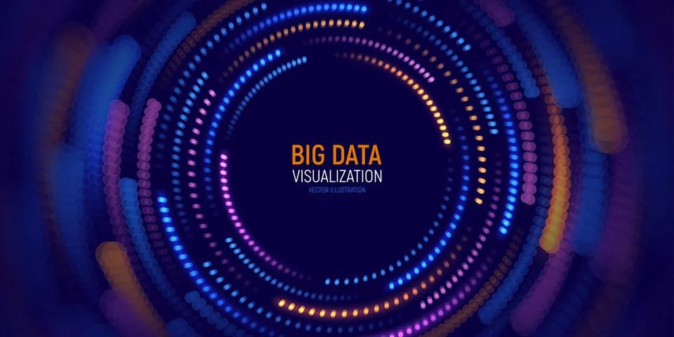 Concept of moving circular particles of data Stock Illustration