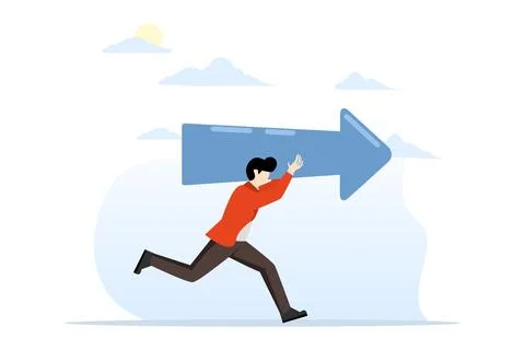 Concept of moving forward for a successful future, business direction. Stock Illustration