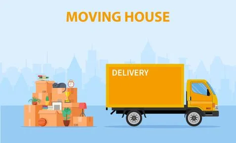 Concept moving house. Illustrazione stock