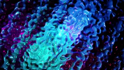 Concept Multicolor Liquid Pattern. Purple Blue Wavy Reflection Surface Macro Stock Footage 139041853