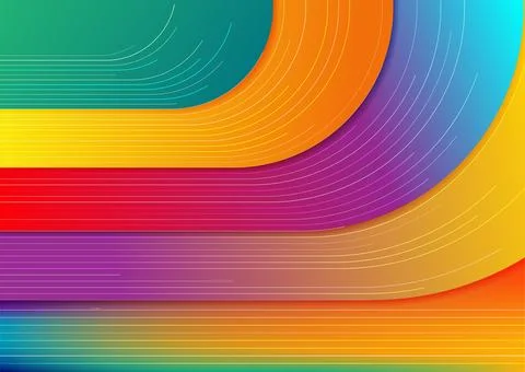 Concept multicolored minimal geometric background with abstract colorful line Stock Illustration