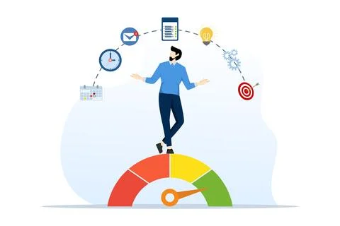 Concept of multitasking job or success talent, work productivity or efficiency. Stock Illustration