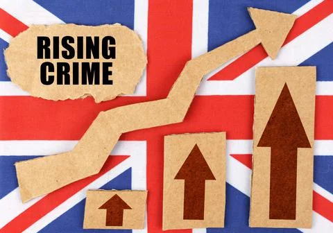 The concept of national statistics. On the flag of Great Britain, a growth ch Stock Photos