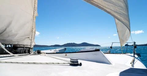 The concept of navigation and wind speed with  sailing Stock Photos