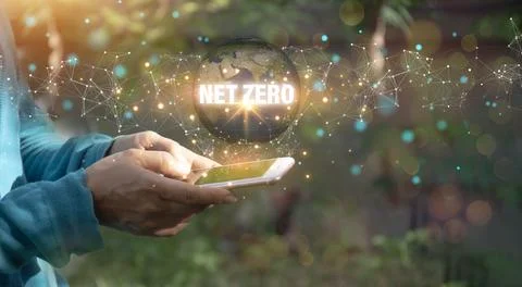 The concept of net zero CO2 emissions, carbon neutrality, reducing global w.. Stock Photos