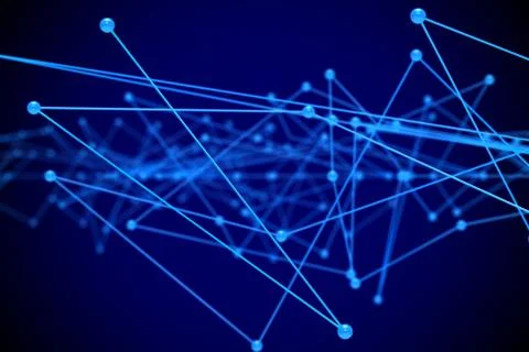 Concept network on blue background. 3D illustration 스톡 일러스트