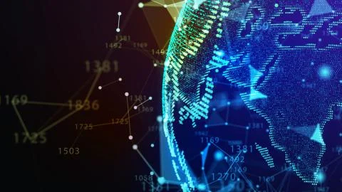 Concept of Network, internet communication. 3d illustration Stockillustratie