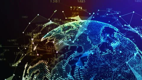 Concept of Network, internet communication. 3d illustration Illustrazione stock