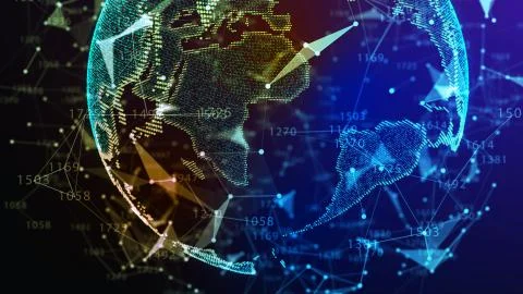 Concept of Network, internet communication. 3d illustration Illustrazione stock